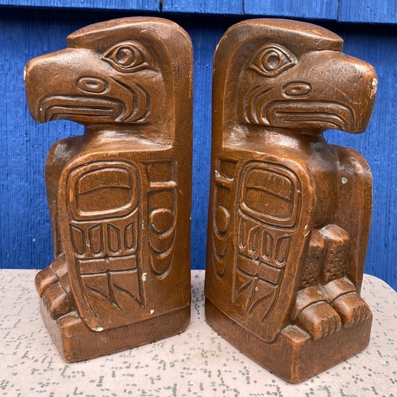 Vintage Other - Vintage Thorn Arts Eagle House Post Bookends Kwakiutl Indian Tribe Vancouver
